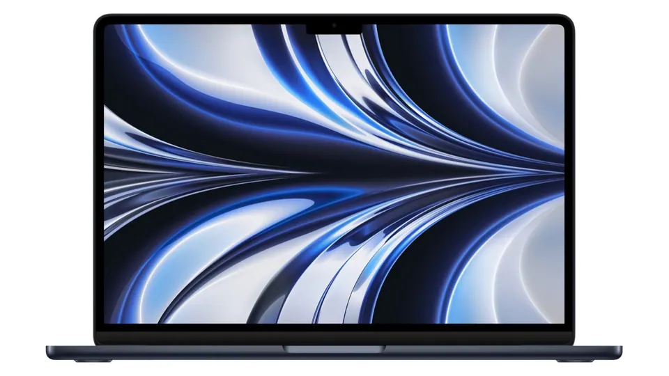 MacBook Air M2 với thân máy phẳng và màn hình có notch