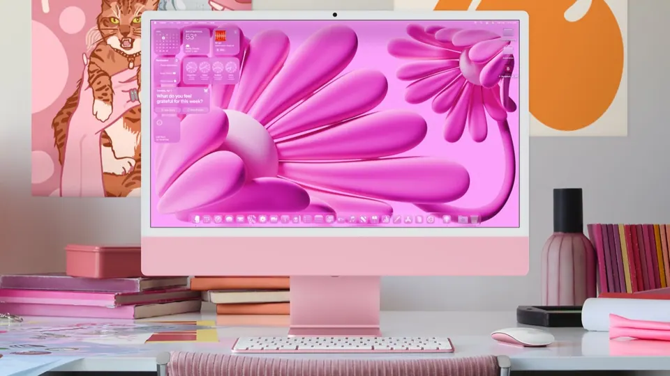 Giao diện Liquid Glass của macOS Tahoe trên iMac