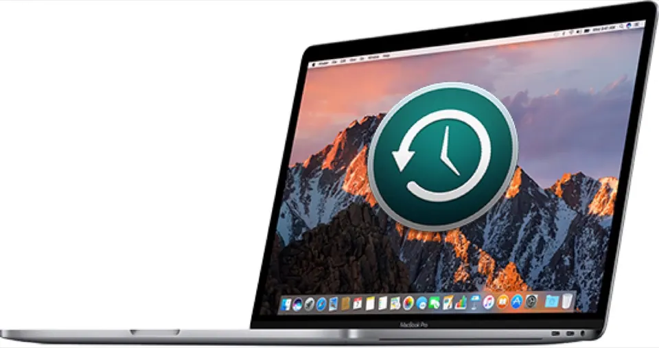 Biểu tượng Time Machine trên màn hình MacBook Pro