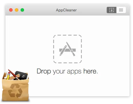Cửa sổ AppCleaner trên Mac với vùng kéo thả app cần gỡ