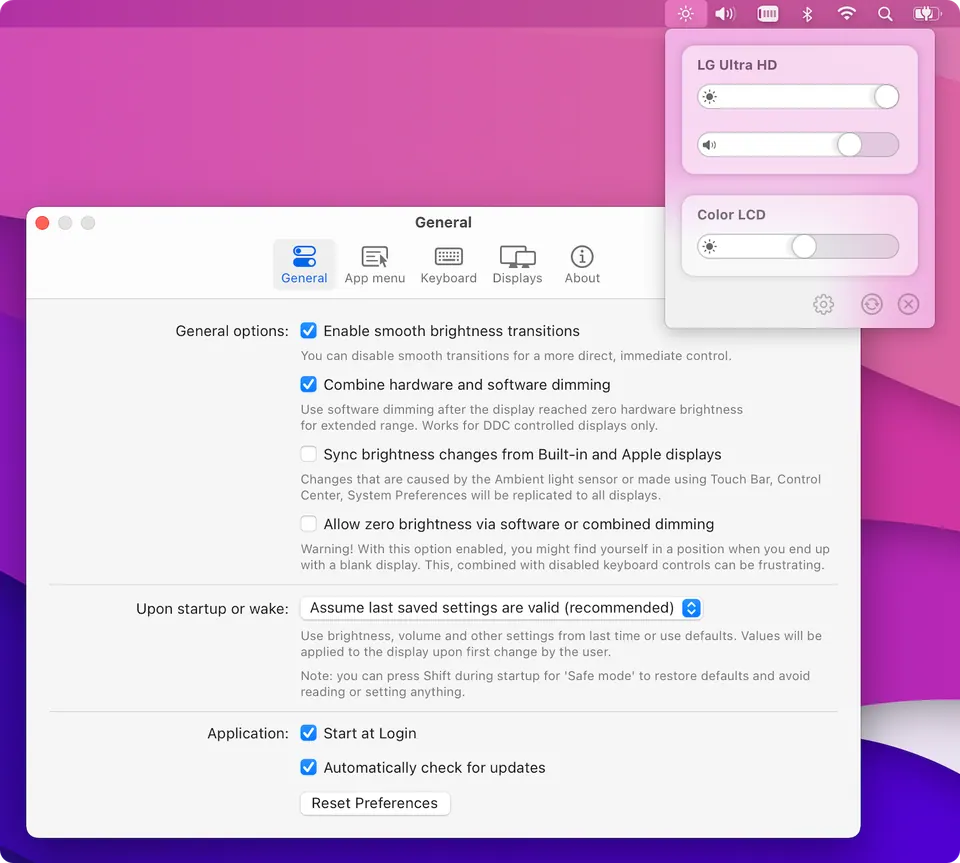 Giao diện MonitorControl. (Ảnh: MonitorControl)