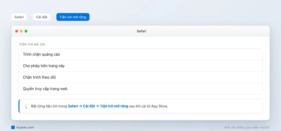 Cài đặt tiện ích mở rộng chặn quảng cáo trong Safari trên macOS