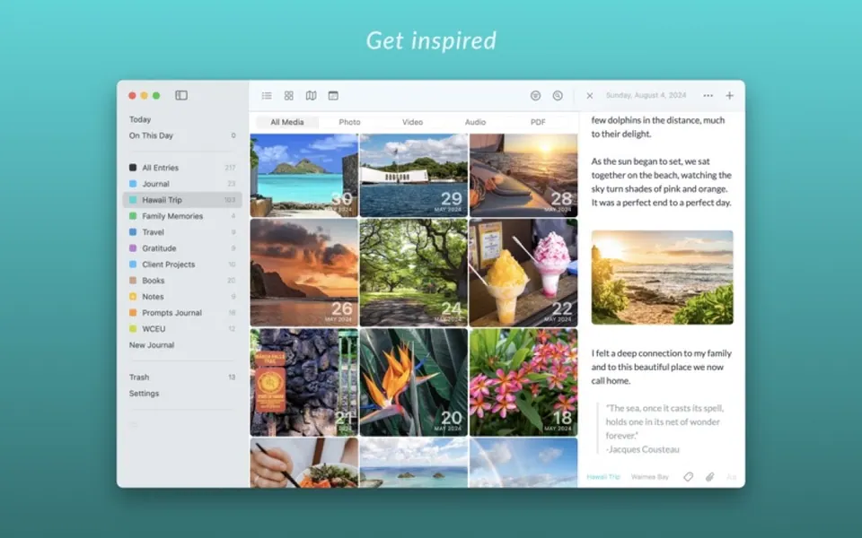 Giao diện Day One trên macOS (2/3). (Ảnh: App Store)