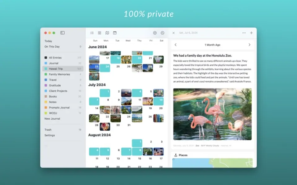Giao diện Day One trên macOS (3/3). (Ảnh: App Store)