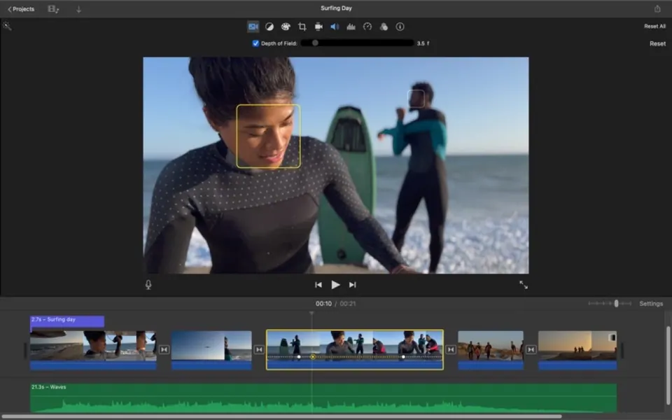 Timeline dựng video iMovie trên Mac