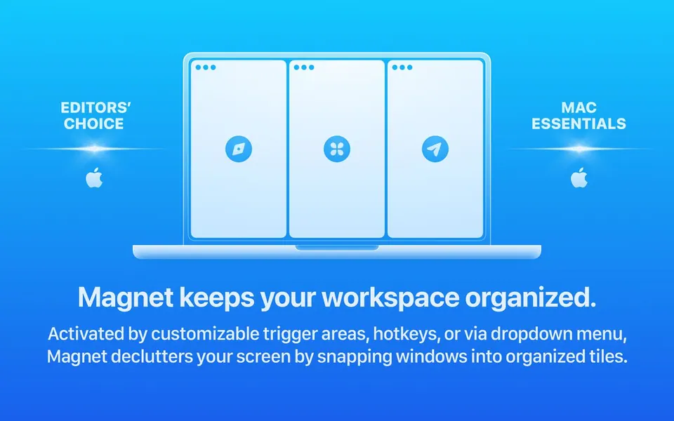Magnet giúp không gian làm việc gọn gàng bằng cách xếp cửa sổ. (Ảnh: App Store)
