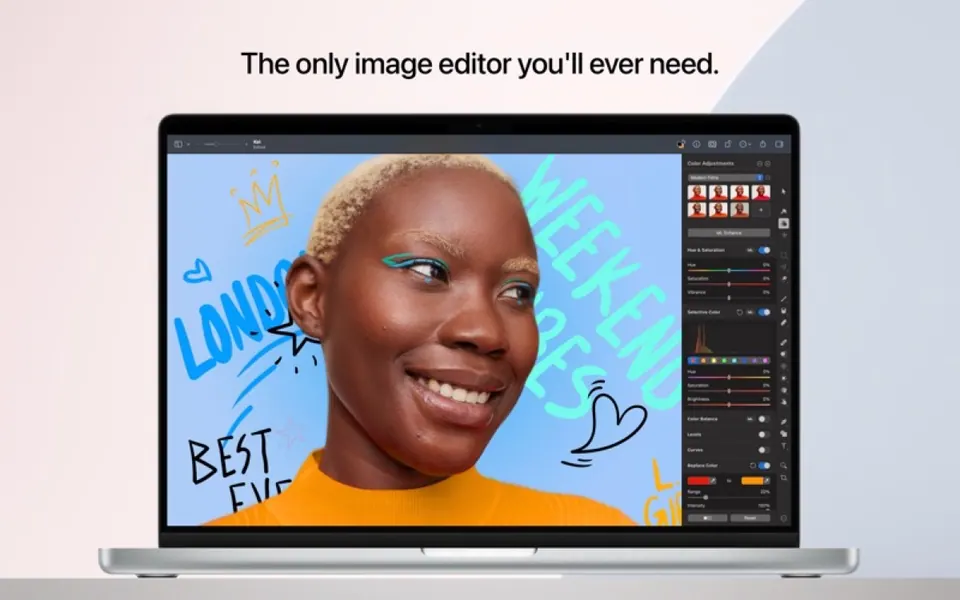 Chỉnh ảnh trong Pixelmator Pro trên Mac. (Ảnh: Mac App Store)