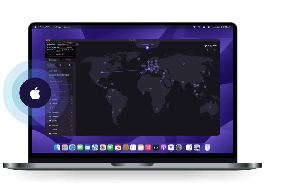 Ứng dụng Proton VPN trên macOS đang kết nối