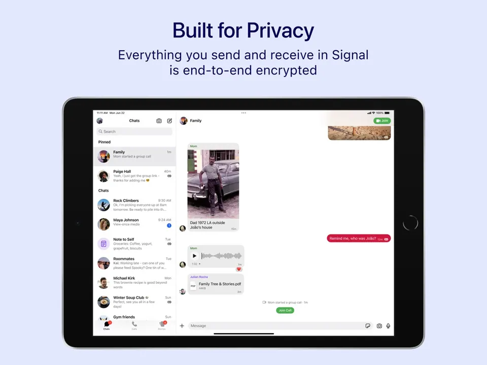 Giao diện Signal trên Mac