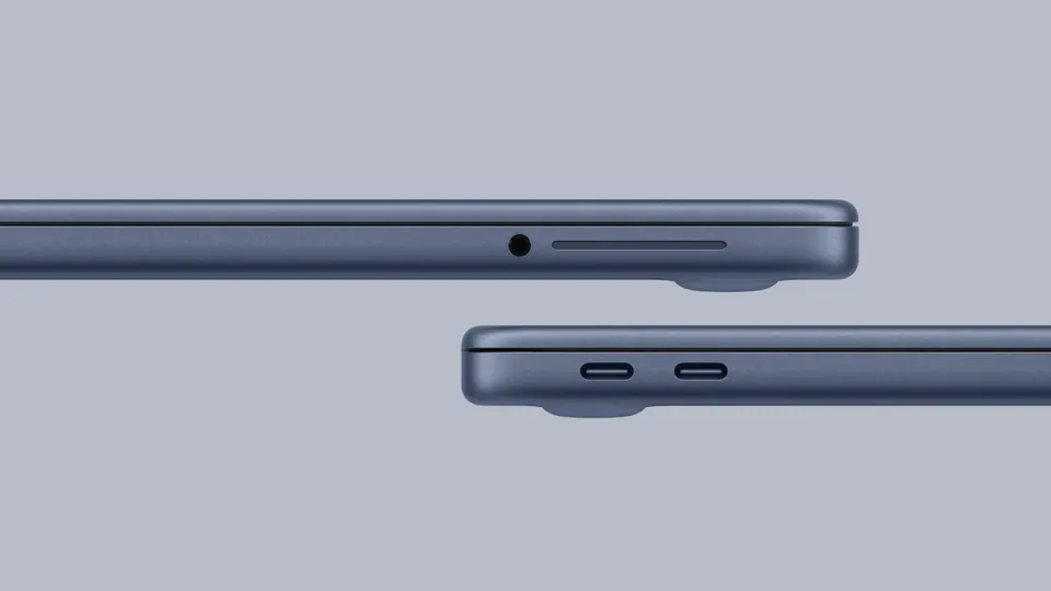 Hai cổng USB-C và jack tai nghe trên MacBook Neo